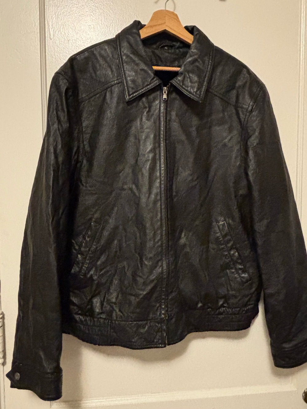 Vintage Dona Michi Black Genuine Leather Bomber Jacket